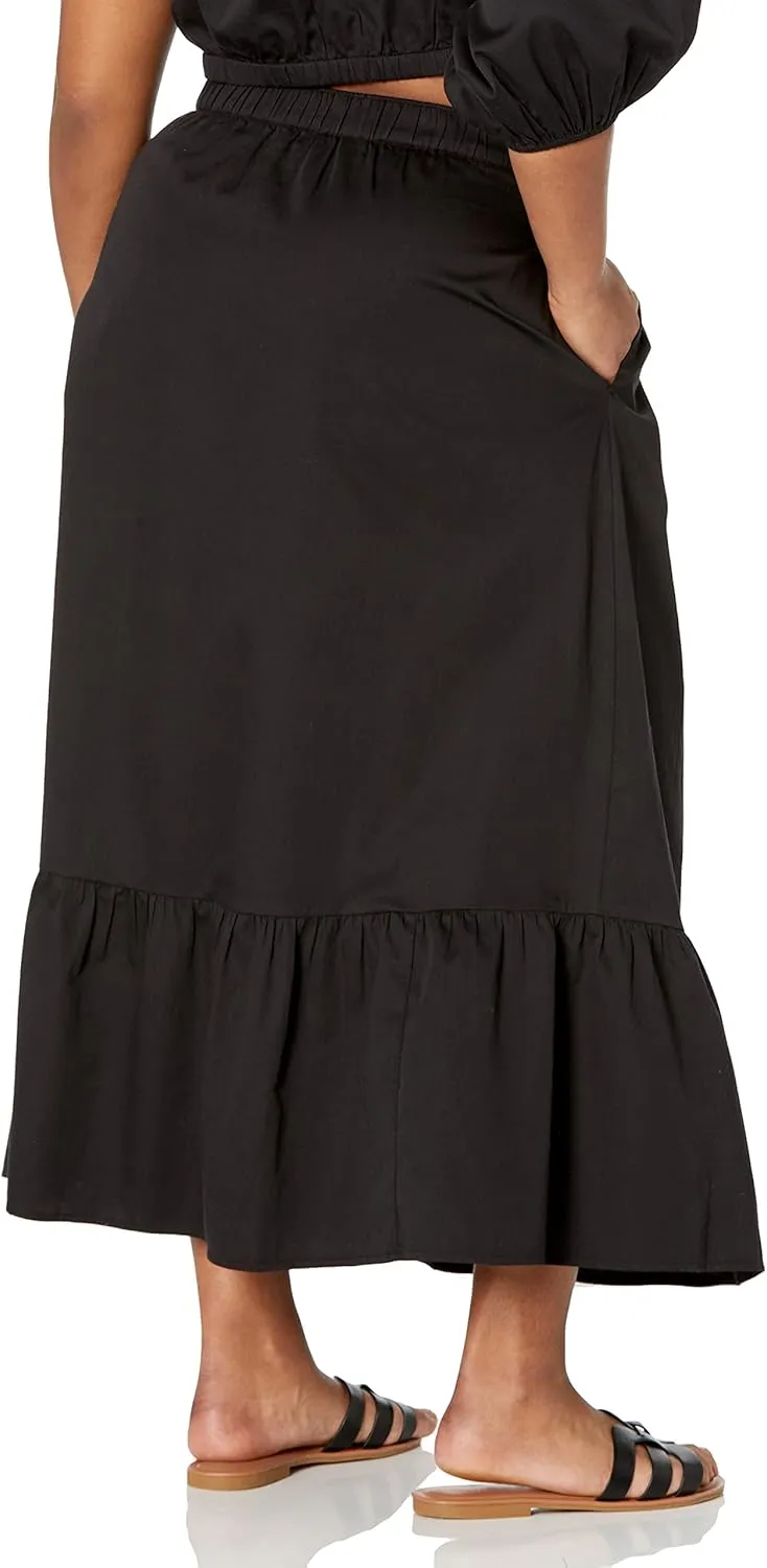 The Drop Women's Anupa Cotton Tiered Midi Skirt
