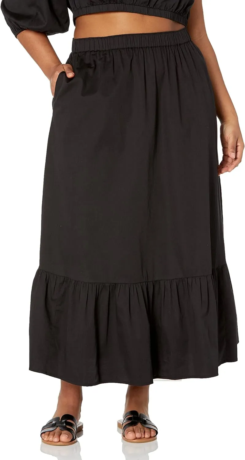 The Drop Women's Anupa Cotton Tiered Midi Skirt