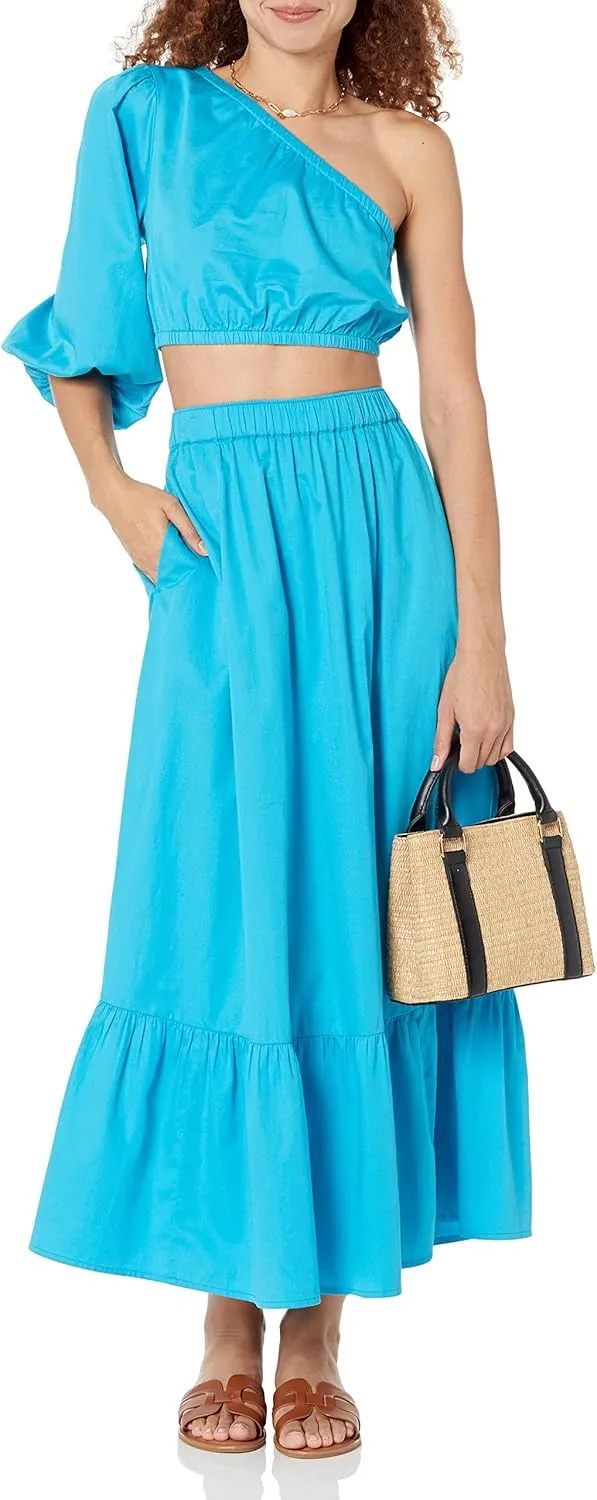 The Drop Women's Anupa Cotton Tiered Midi Skirt