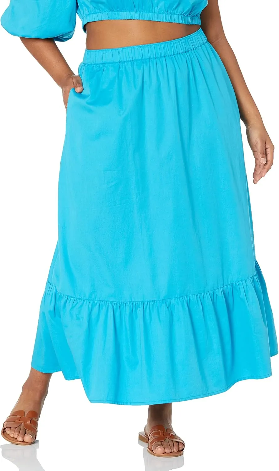 The Drop Women's Anupa Cotton Tiered Midi Skirt
