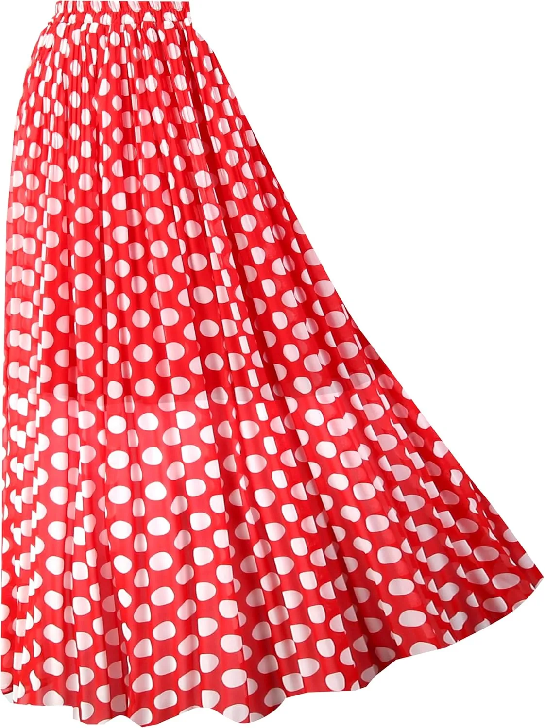 Topdress Women's Chiffon Skirts Elastic High Waist Tea Length A-line Ruffle Beach Skirts