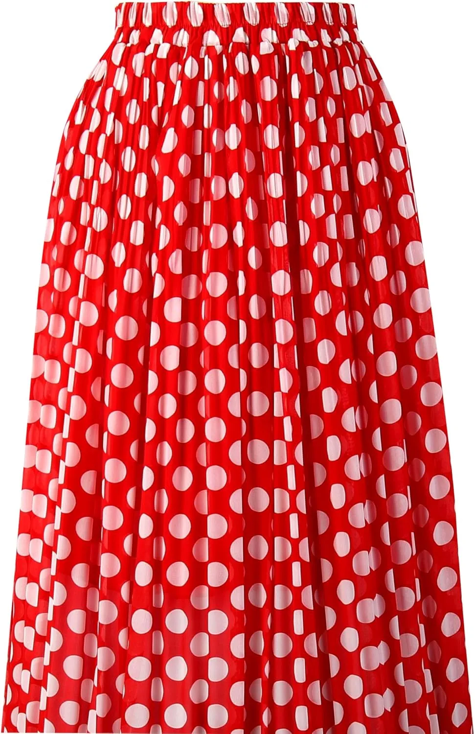Topdress Women's Chiffon Skirts Elastic High Waist Tea Length A-line Ruffle Beach Skirts