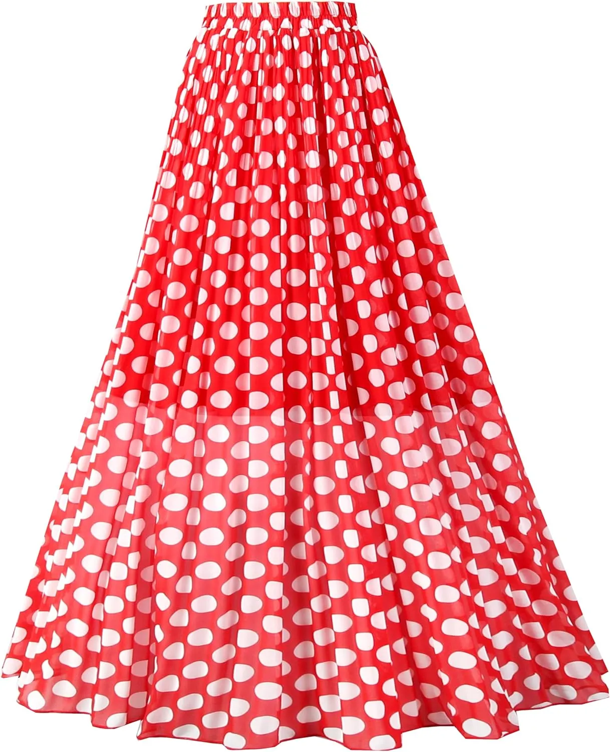 Topdress Women's Chiffon Skirts Elastic High Waist Tea Length A-line Ruffle Beach Skirts