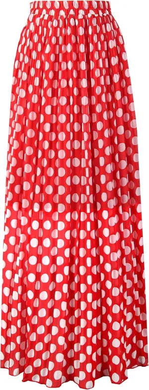 Topdress Women's Chiffon Skirts Elastic High Waist Tea Length A-line Ruffle Beach Skirts