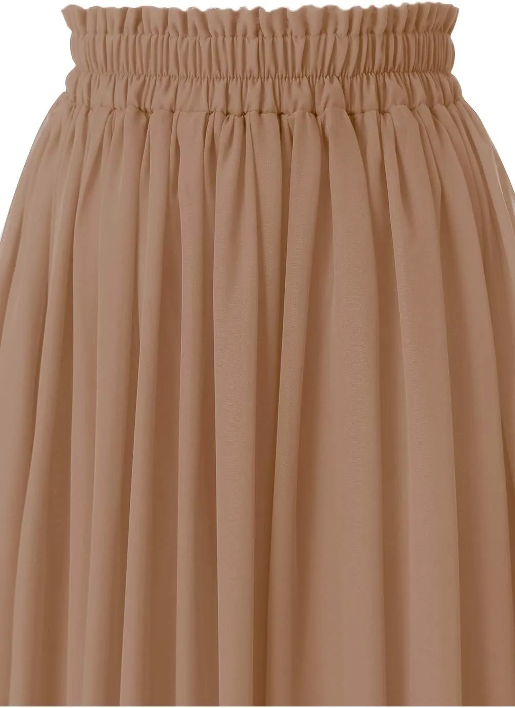Topdress Women's Chiffon Skirts Elastic High Waist Tea Length A-line Ruffle Beach Skirts
