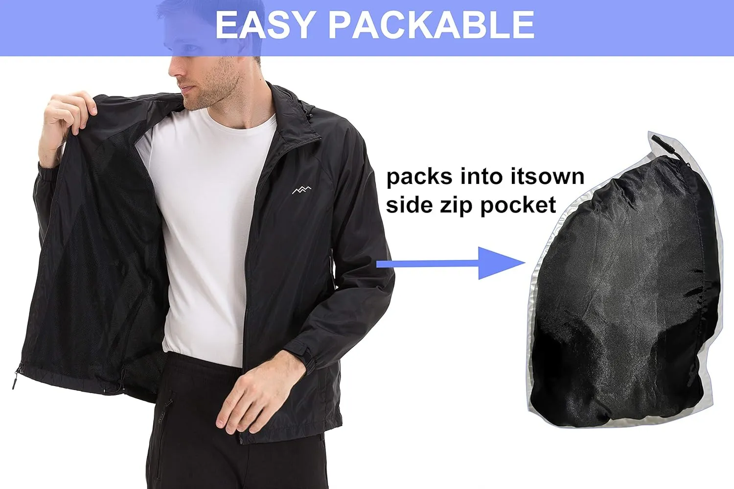 TRAILSIDE SUPPLY CO. Mens Windbreaker Jackets Lightweight Packable Jacket,Windproof and Dustproof