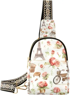 Trendy Eiffel Vector Romantic Bike body fanny packs leather women fanny pack crossbody for day pack