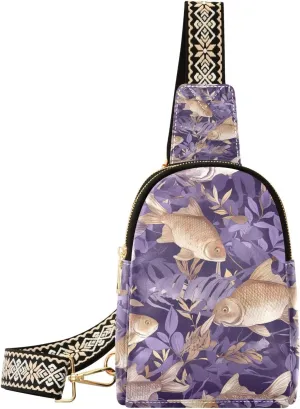 Trendy Purple Gold Romantic Distinctive body fanny packs leather for women leather crossbody for travel