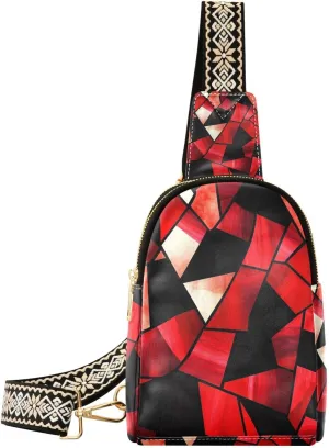 trendy Stained Glass Red Black romantic bags for girls leather bags fanny pack chest for hiking