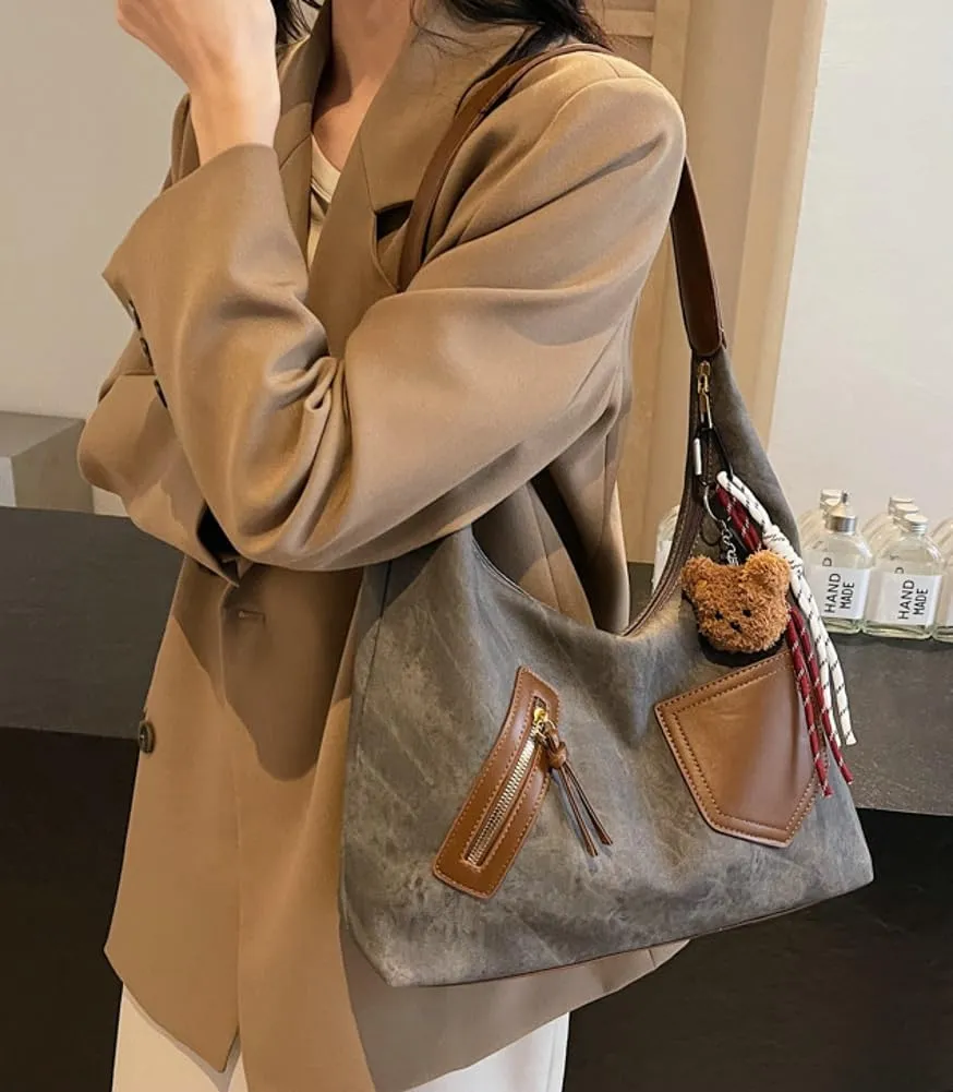Trendy Vegan Leather Tote Bag Crescent Shoulder Bag Women Satchels Crossbody Purse Top-handle Handbag 2025