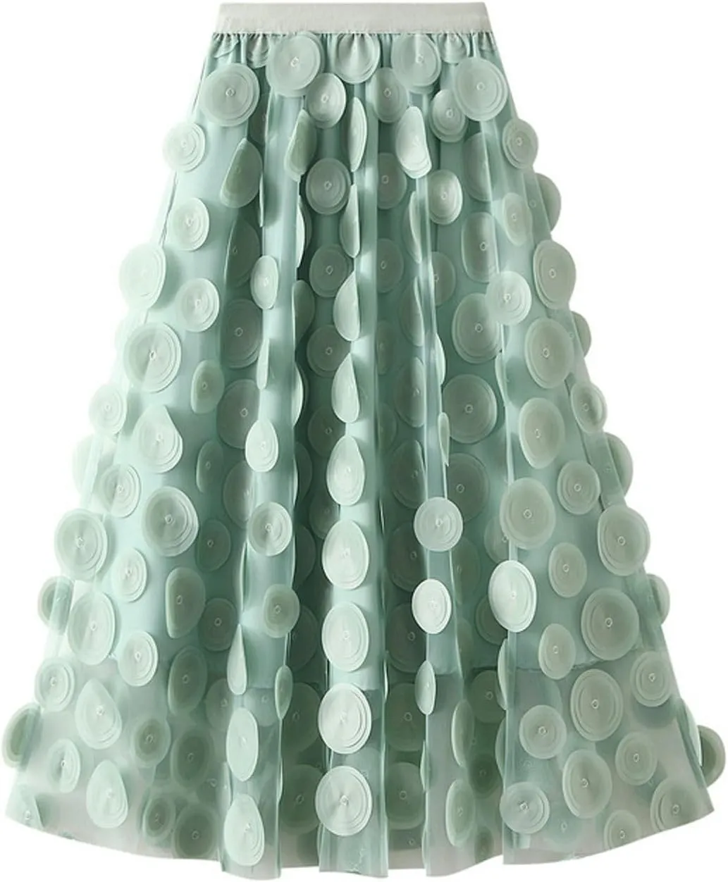 Tulle Skirt for Women 3D Polka Dot Mesh Skirts Flowy Midi A-Line Layered Bubble Wedding Guest Party Skirt