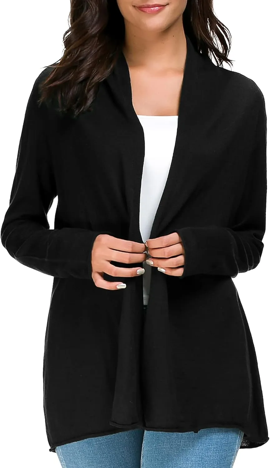Urban CoCo Women's Long Sleeve Open Front Casual Thin Cardigan