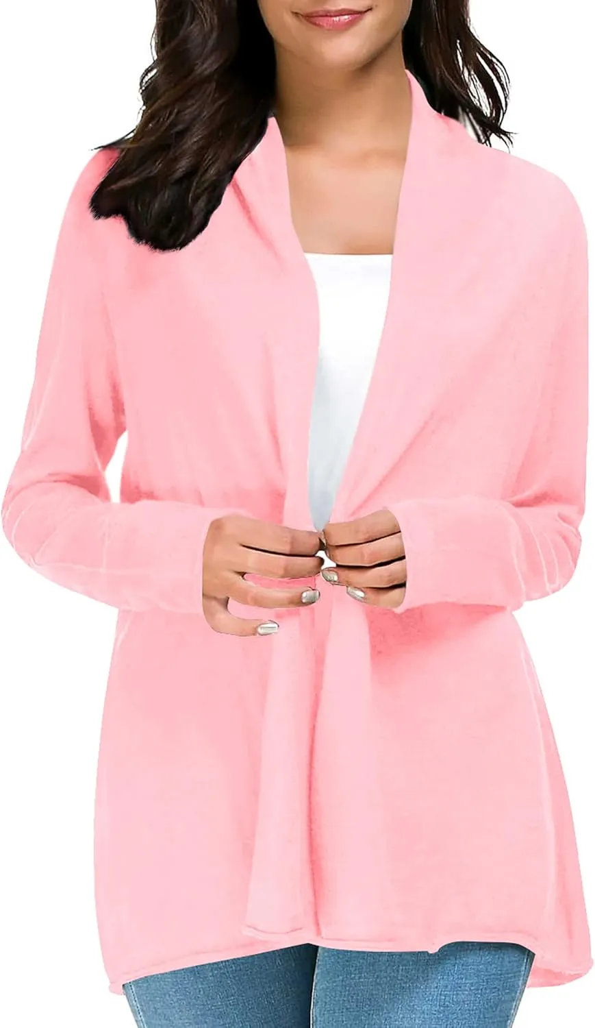Urban CoCo Women's Long Sleeve Open Front Casual Thin Cardigan