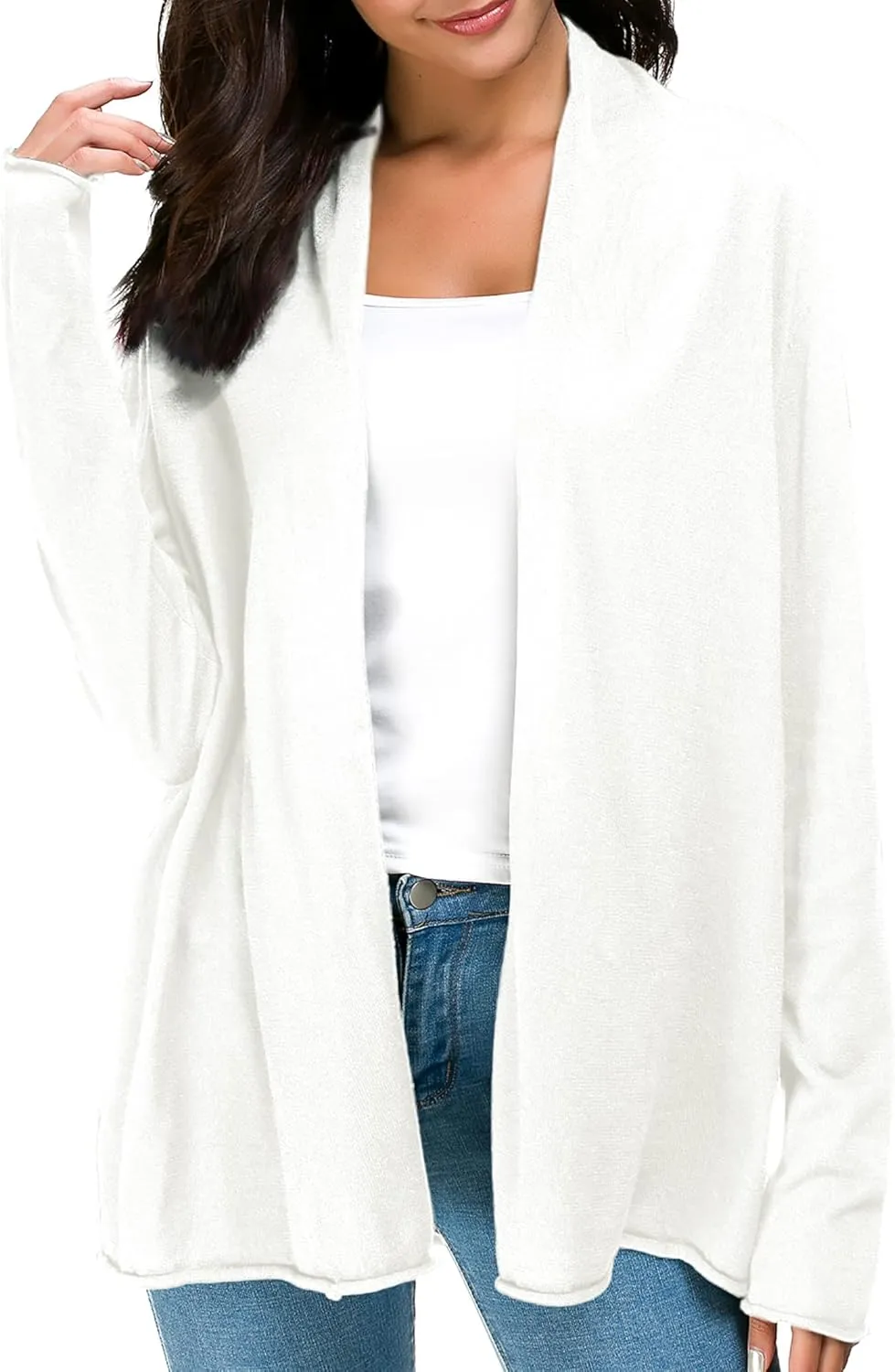 Urban CoCo Women's Long Sleeve Open Front Casual Thin Cardigan