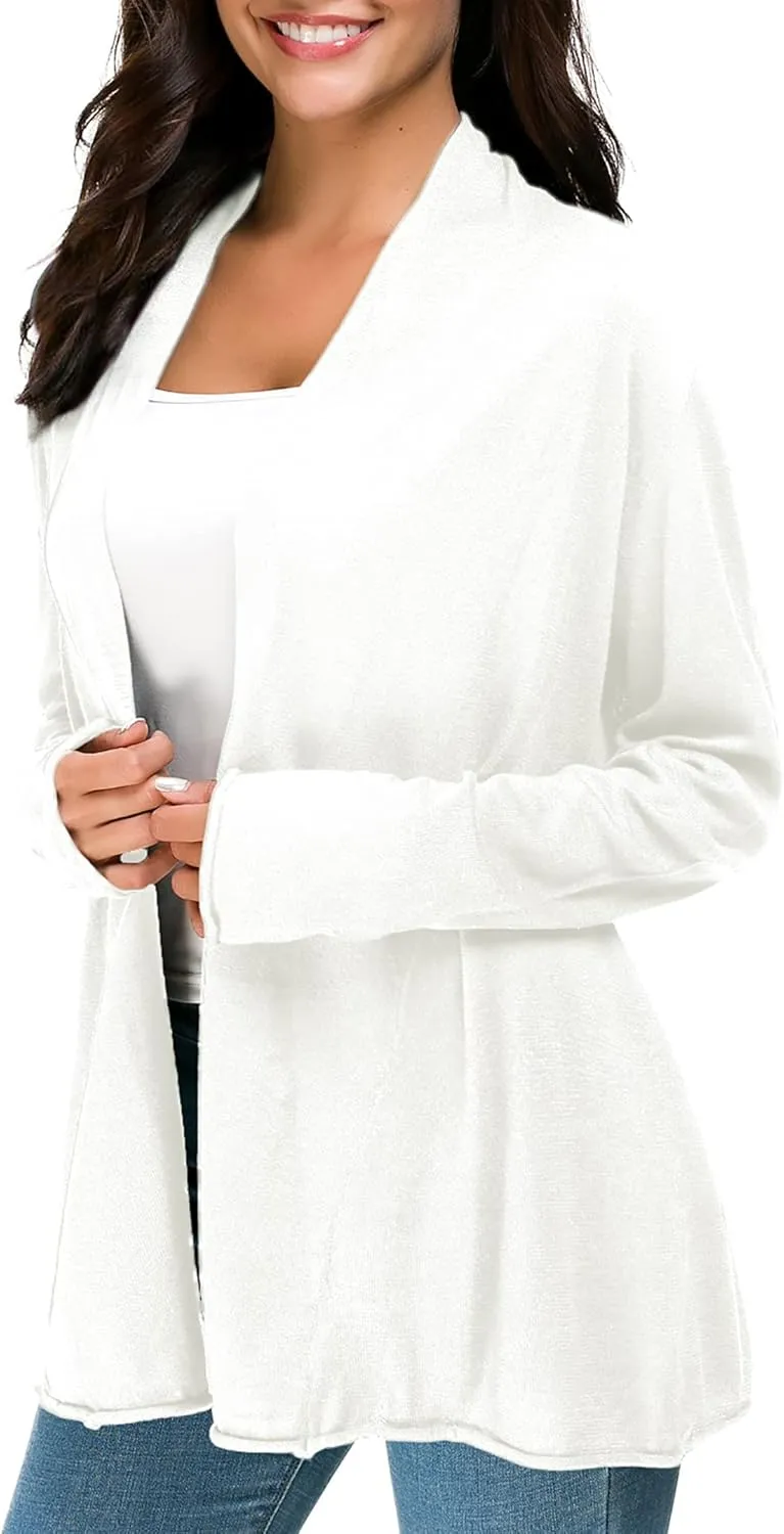 Urban CoCo Women's Long Sleeve Open Front Casual Thin Cardigan