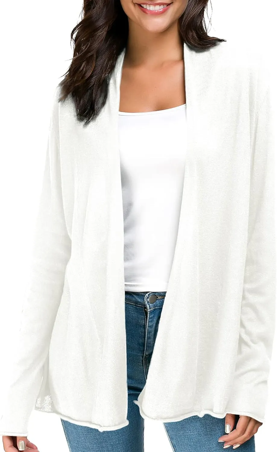 Urban CoCo Women's Long Sleeve Open Front Casual Thin Cardigan