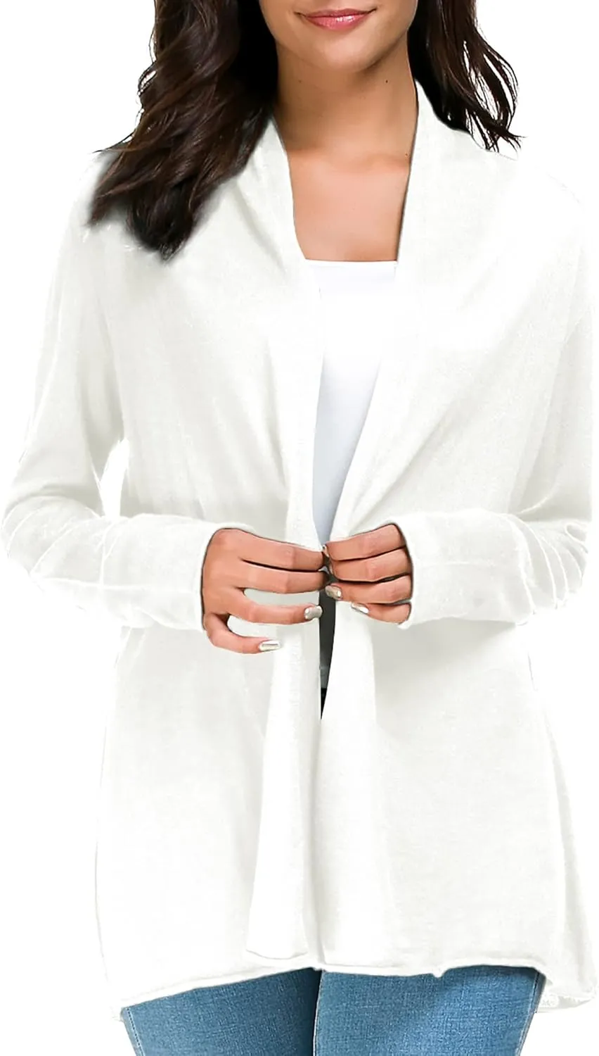 Urban CoCo Women's Long Sleeve Open Front Casual Thin Cardigan