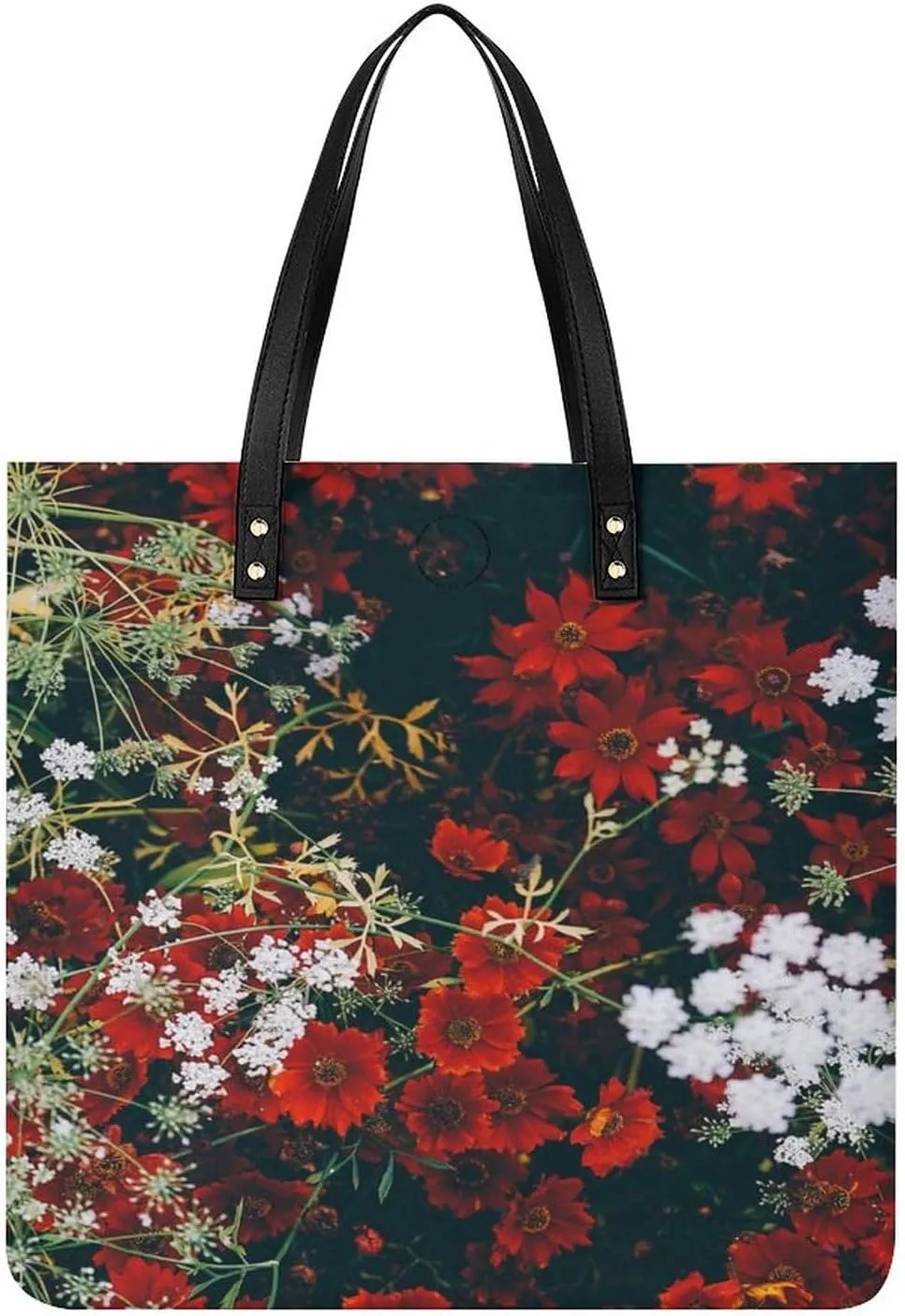 VINTAGE FLOWERS And Roses Artistic Floral Design Women Tote Bags Top Handle Satchel Handbags PU Faux Leather Tassel Shoulder Purse