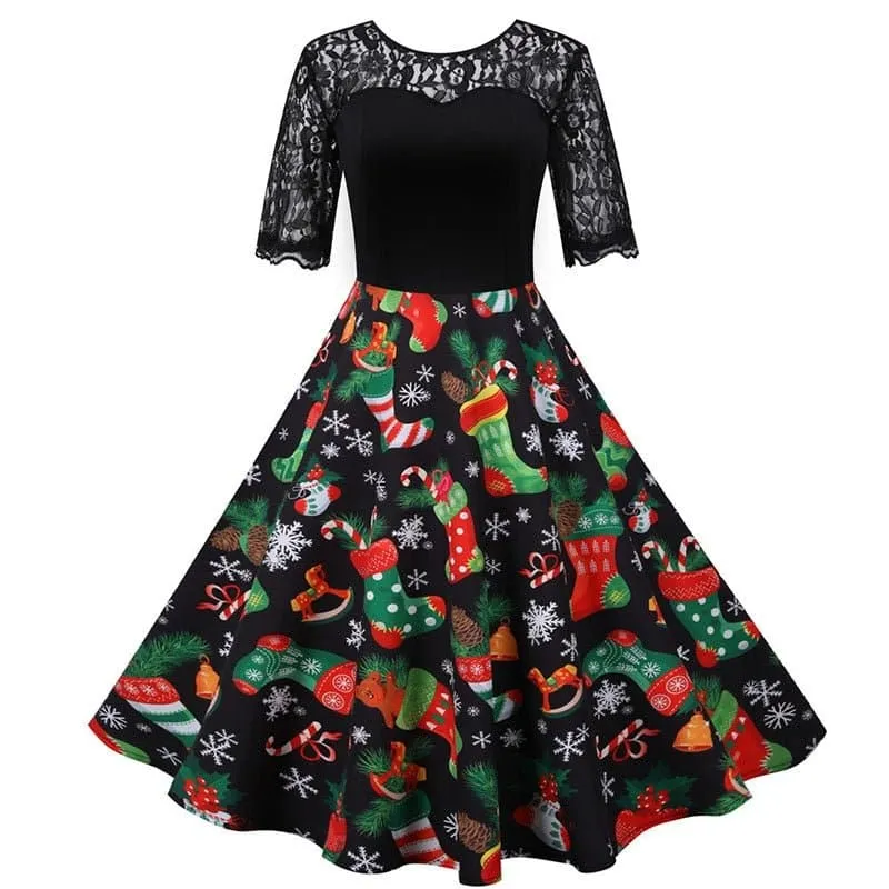 Vintage Swing Rockabilly Christmas Party Dress