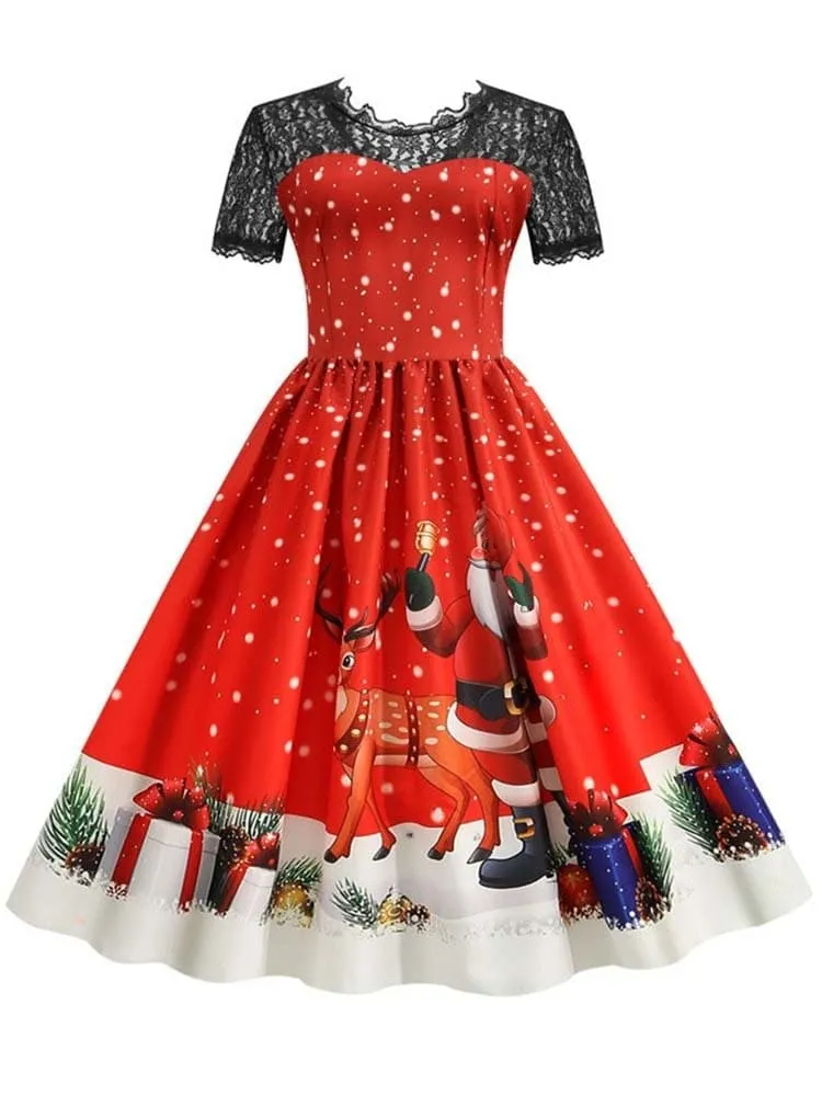 Vintage Swing Rockabilly Christmas Party Dress
