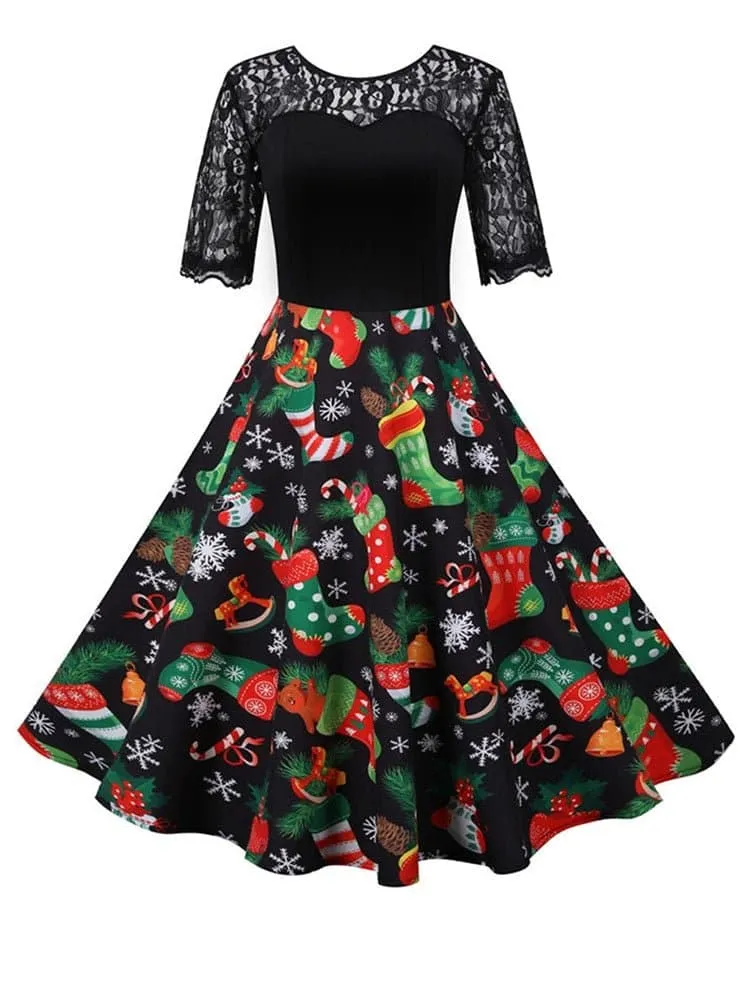 Vintage Swing Rockabilly Christmas Party Dress