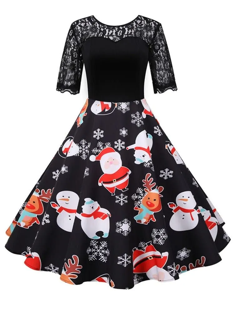 Vintage Swing Rockabilly Christmas Party Dress