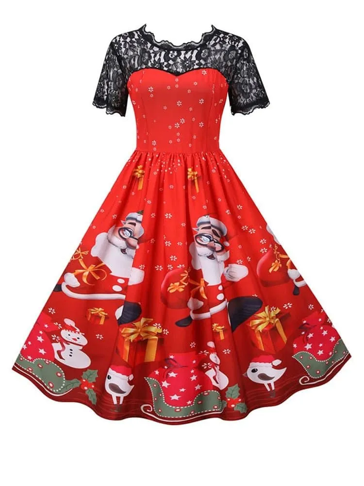 Vintage Swing Rockabilly Christmas Party Dress