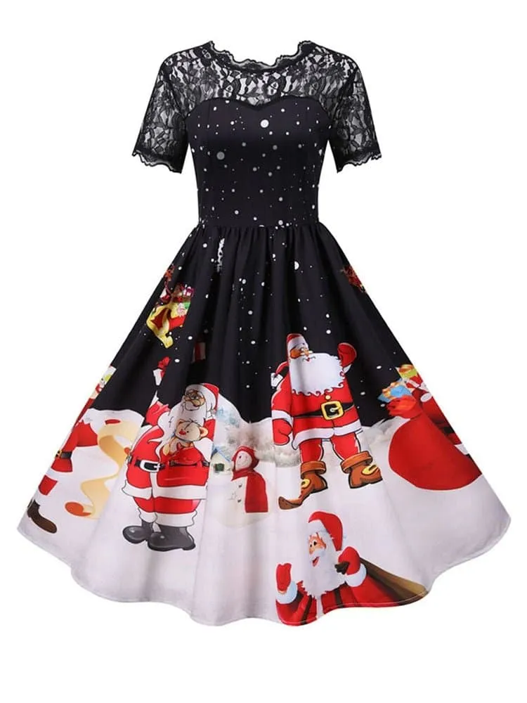 Vintage Swing Rockabilly Christmas Party Dress