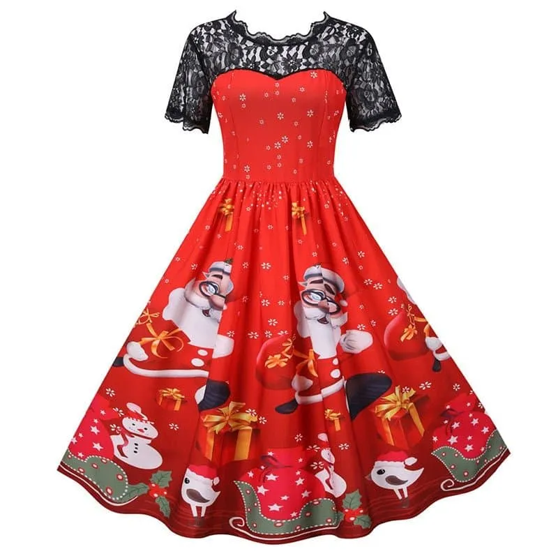 Vintage Swing Rockabilly Christmas Party Dress