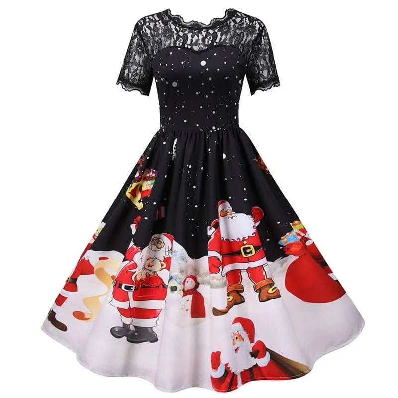 Vintage Swing Rockabilly Christmas Party Dress