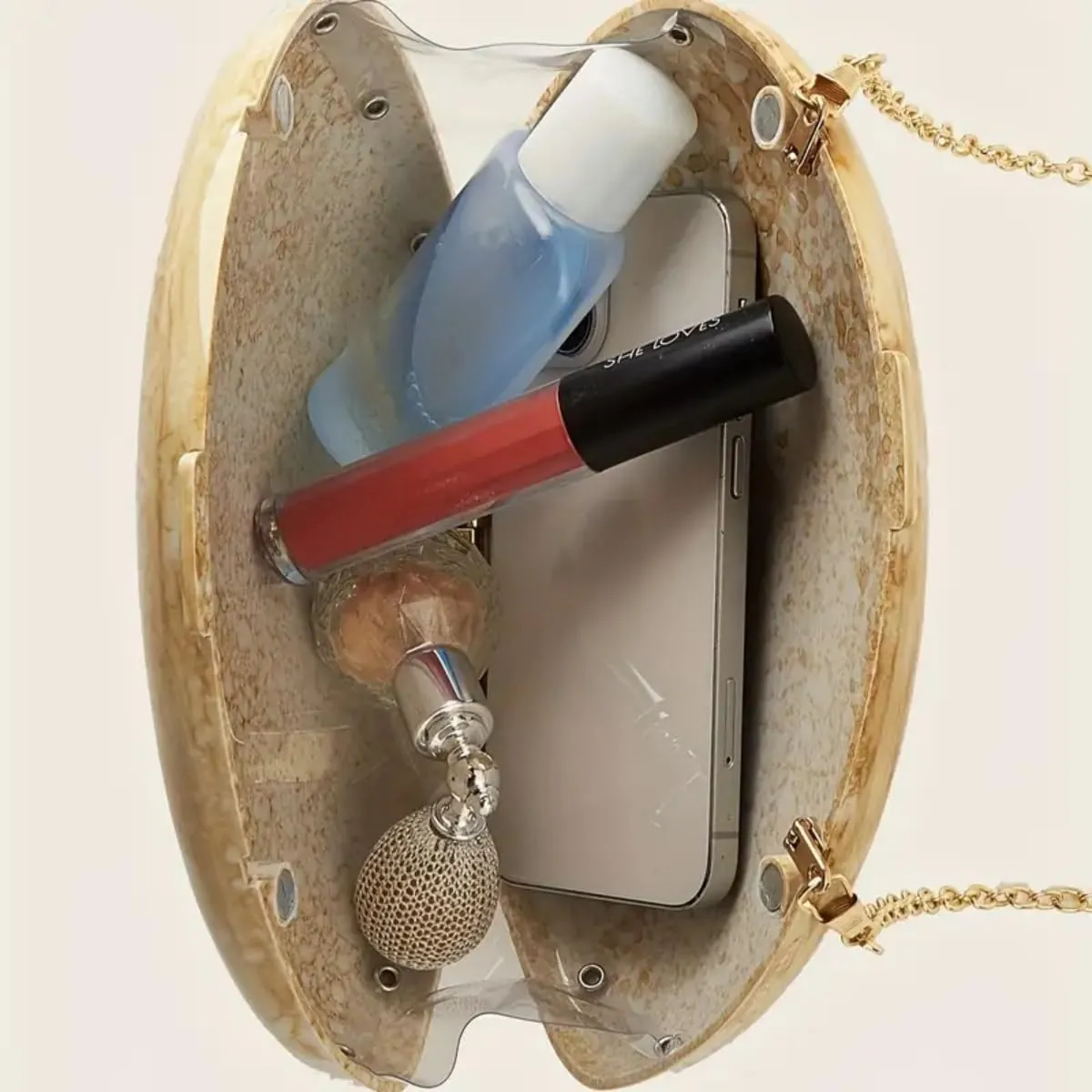 Women Acrylic Evening Clutch Purse Unique Shell Marble Handbag for Wedding Party Prom