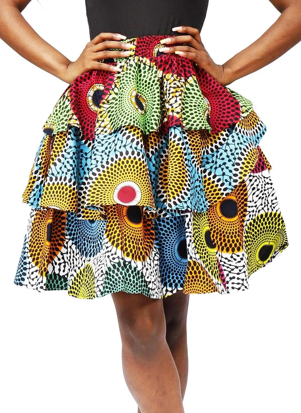Women African Skirt Ankara Tradition Print Wax Patchwork Skirts