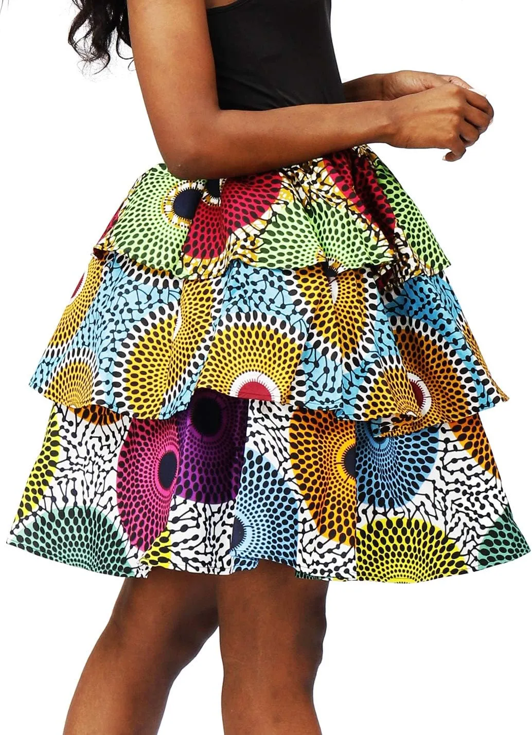 Women African Skirt Ankara Tradition Print Wax Patchwork Skirts