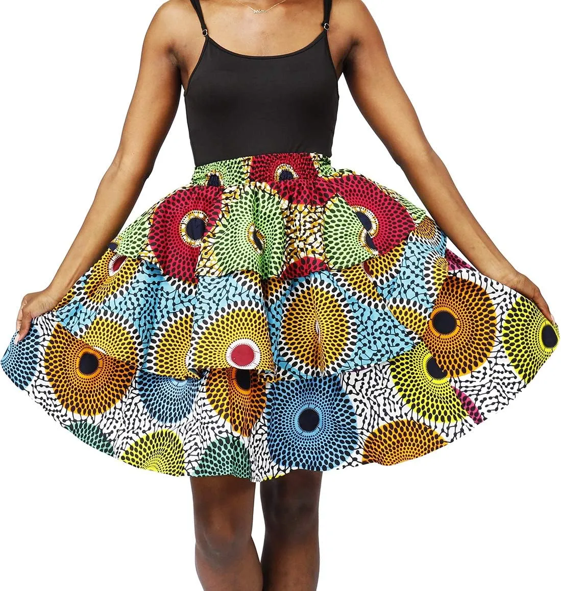 Women African Skirt Ankara Tradition Print Wax Patchwork Skirts