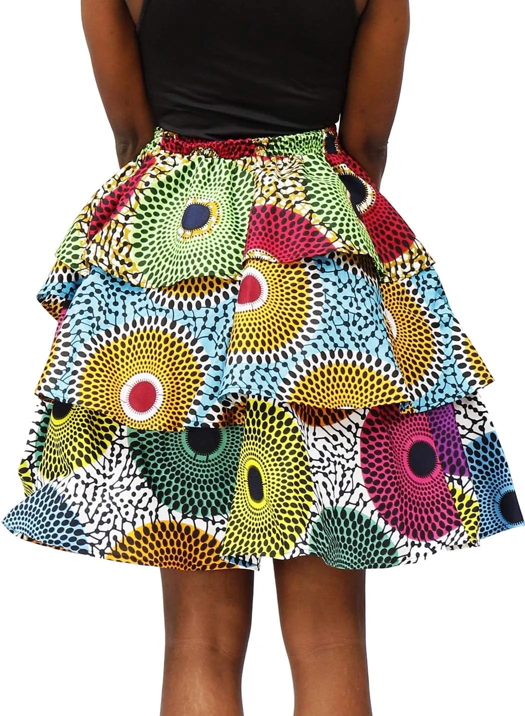 Women African Skirt Ankara Tradition Print Wax Patchwork Skirts