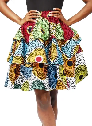 Women African Skirt Ankara Tradition Print Wax Patchwork Skirts