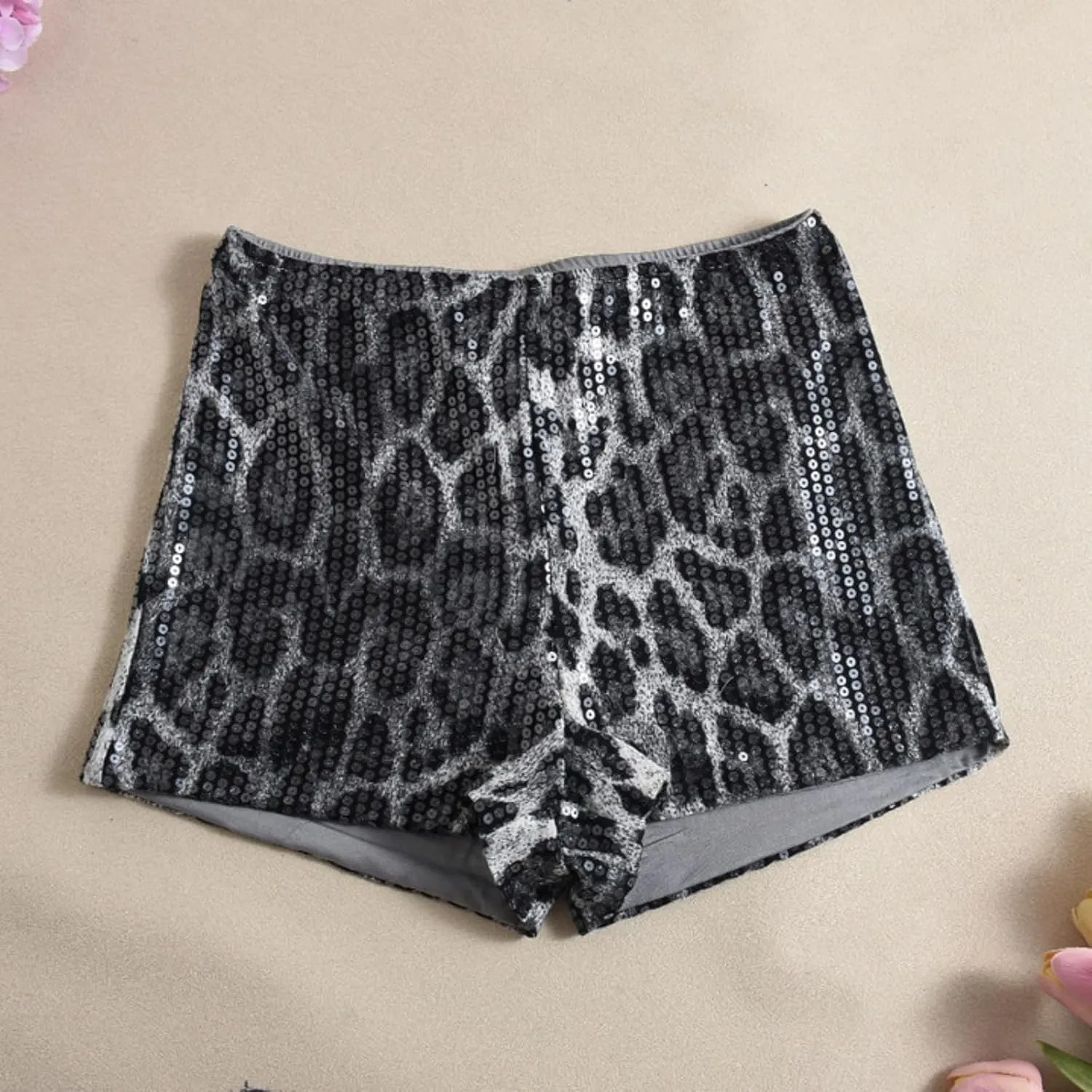 Women Casual High Waist Dance Party Sequin Sparkle Shorts Sexy Glitter Skinny Rave Hot Pants