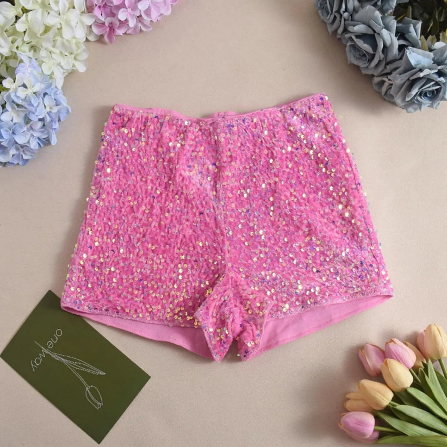 Women Casual High Waist Dance Party Sequin Sparkle Shorts Sexy Glitter Skinny Rave Hot Pants