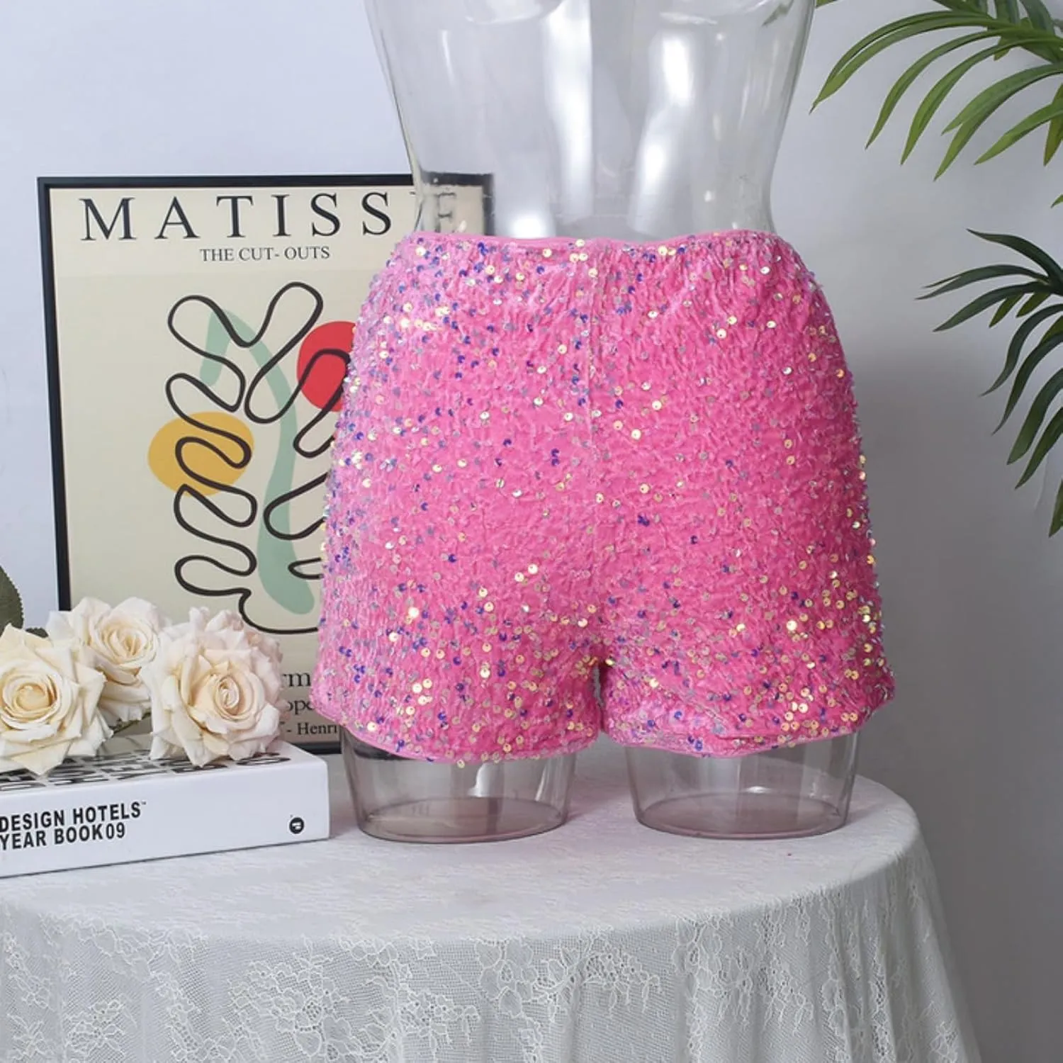Women Casual High Waist Dance Party Sequin Sparkle Shorts Sexy Glitter Skinny Rave Hot Pants