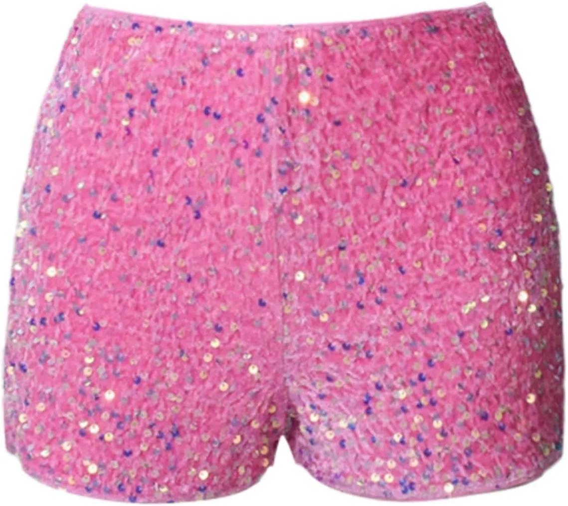 Women Casual High Waist Dance Party Sequin Sparkle Shorts Sexy Glitter Skinny Rave Hot Pants