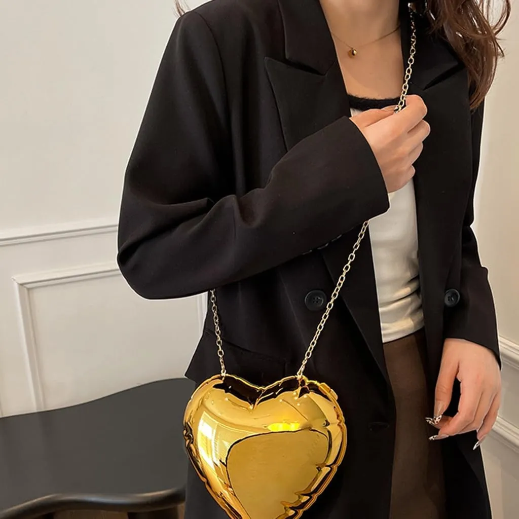 Women Cute Heart Evening Bag Romantic Acrylic Clutch Purse Dating Crossbody for Valentine's Day Night Party Reunion