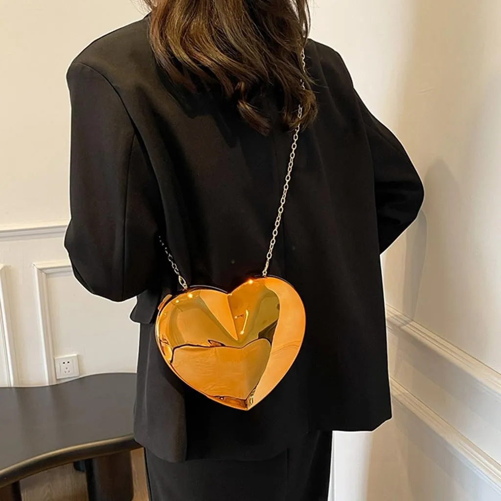 Women Cute Heart Evening Bag Romantic Acrylic Clutch Purse Dating Crossbody for Valentine's Day Night Party Reunion