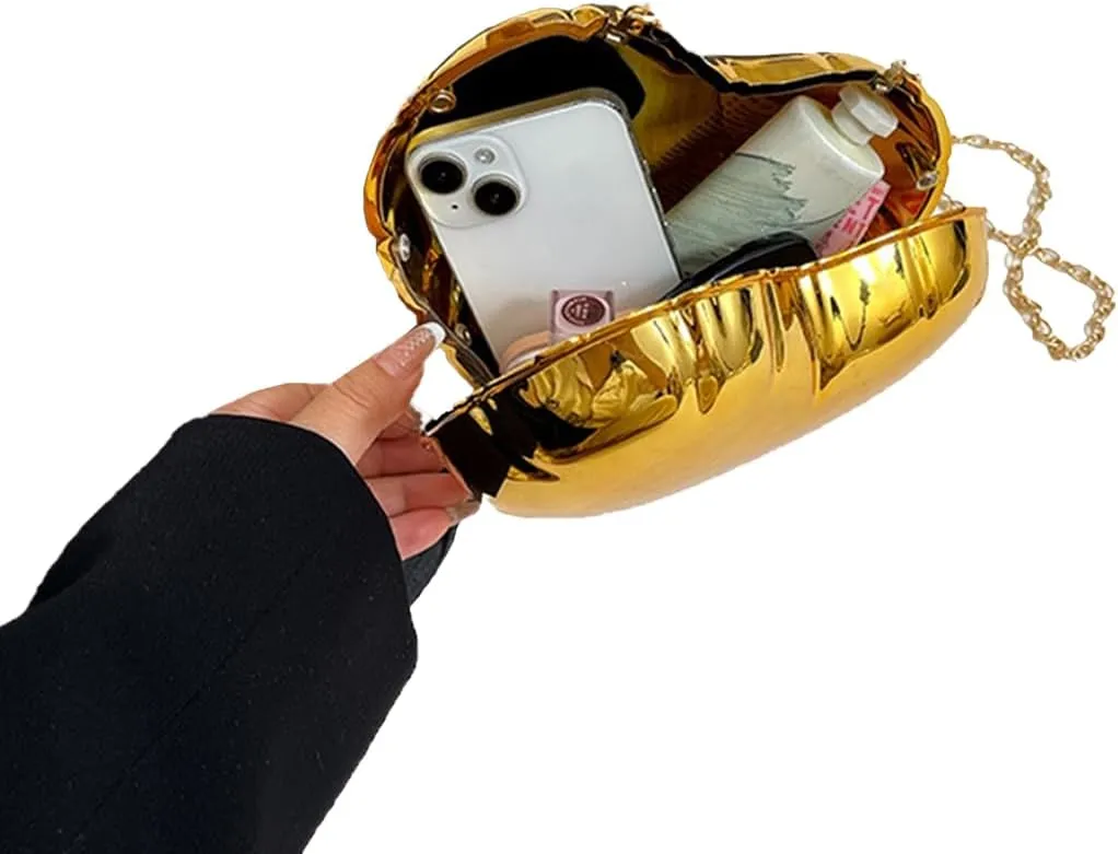 Women Cute Heart Evening Bag Romantic Acrylic Clutch Purse Dating Crossbody for Valentine's Day Night Party Reunion