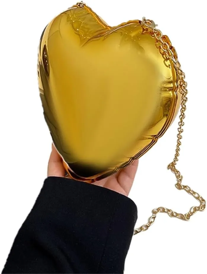 Women Cute Heart Evening Bag Romantic Acrylic Clutch Purse Dating Crossbody for Valentine's Day Night Party Reunion