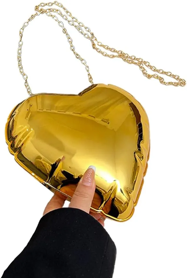Women Cute Heart Evening Bag Romantic Acrylic Clutch Purse Dating Crossbody for Valentine's Day Night Party Reunion