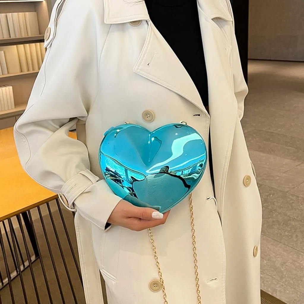 Women Cute Heart Evening Bag Romantic Acrylic Clutch Purse Dating Crossbody for Valentine's Day Night Party Reunion