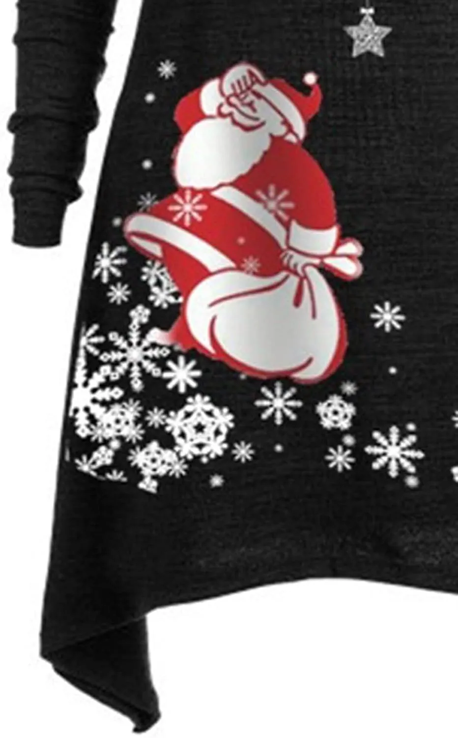 Women Dresses Christmas Printed Casual Full Sleeve Foldover Off The Shoulder Pleated Collar Drawstring Dress Plus Size
