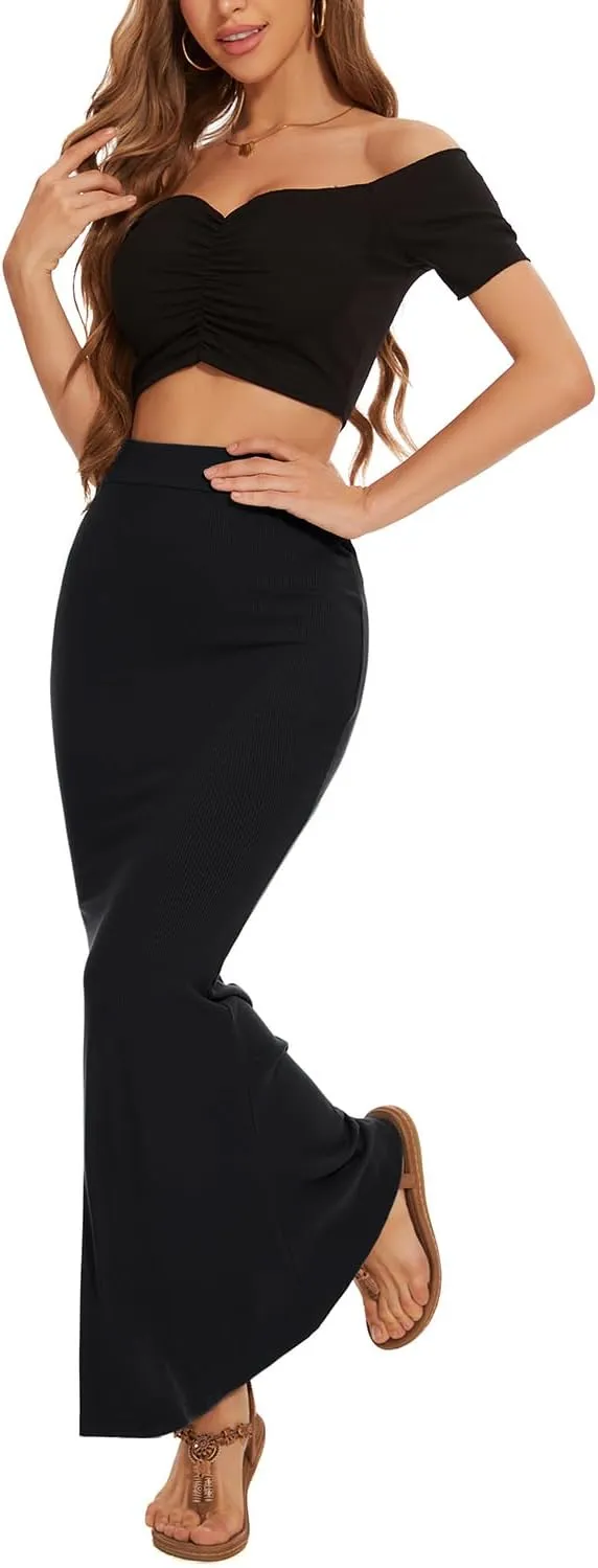 Women Elastic High Waist Stretchy Bodycon Mermaid Skirt