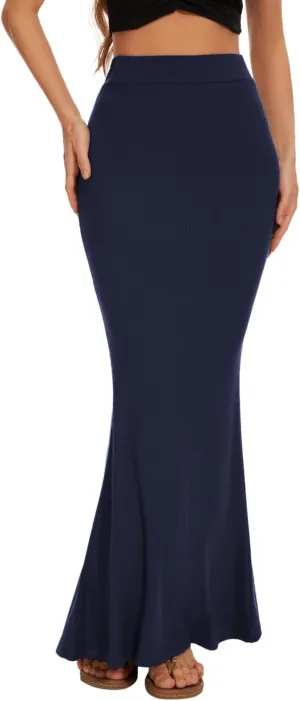 Women Elastic High Waist Stretchy Bodycon Mermaid Skirt