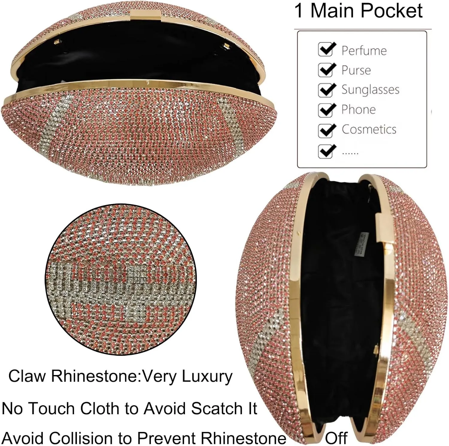 Women Football Shaped Crossbody Shoulder Bag Rugby Clutch Handbag Unique Novelty Football Purse